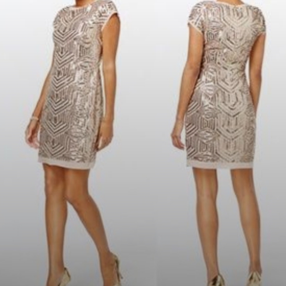 Vince Camuto Beige Sequin Mini Dress